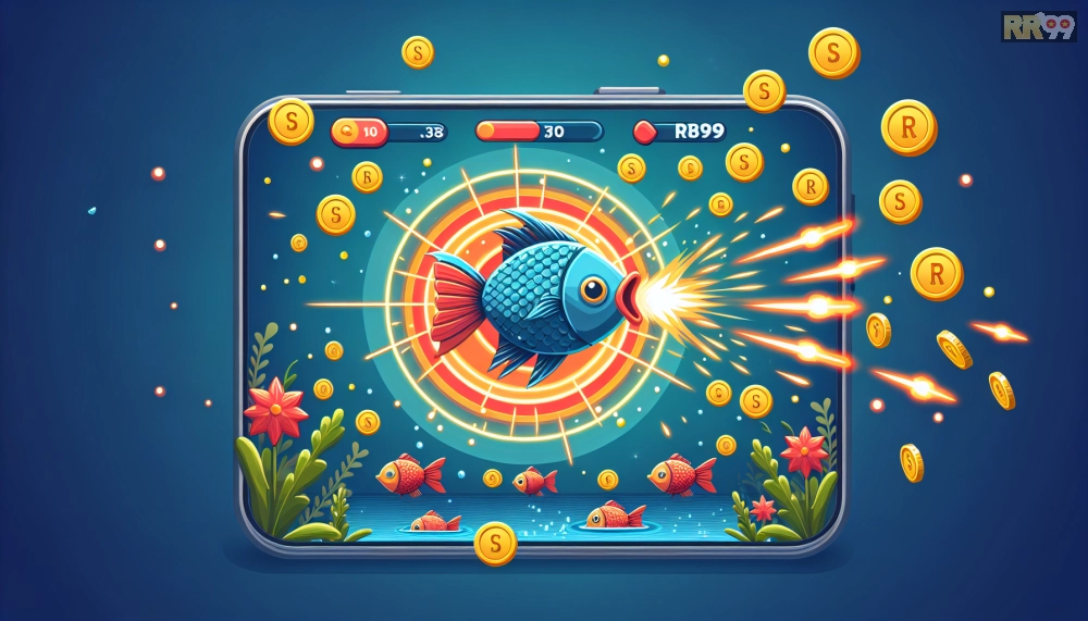 Giao diện bàn chơi Bắn Cá Ăn Xu với hiệu ứng nổ xu rực rỡ