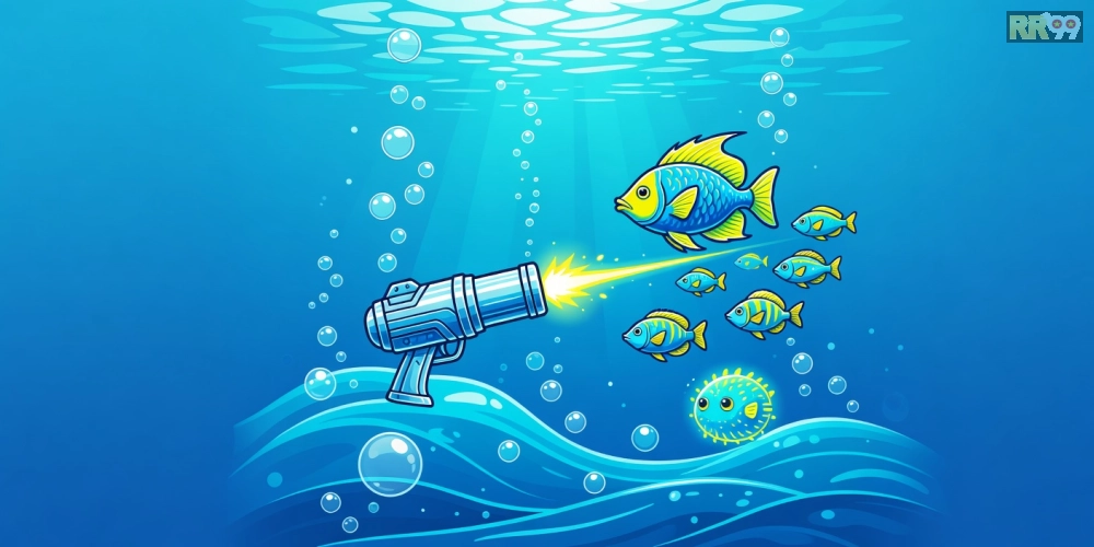 Hình ảnh gameplay game bắn cá đại dương rr99 với hiệu ứng bắn súng hấp dẫn