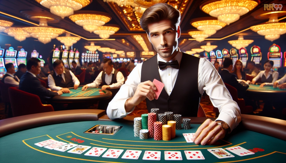 Buổi phát trực tiếp bàn casino tại RR99 Golden Palace với dealer chuyên nghiệp
