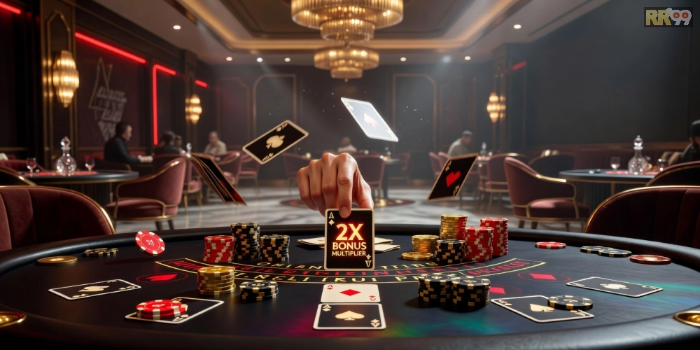 Hình ảnh minh họa game Blackjack Royal với bàn chơi chuyên nghiệp và các ưu đãi khuyến mãi nổi bật.