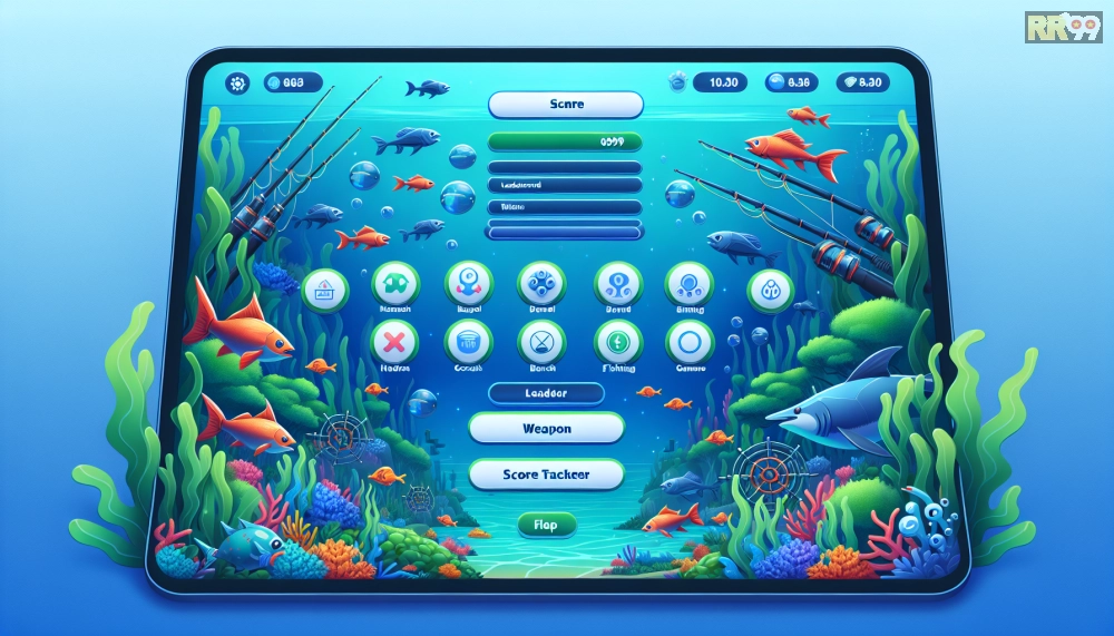 Giao diện chính của game bắn cá đổi thưởng online rr99 với các tính năng cơ bản