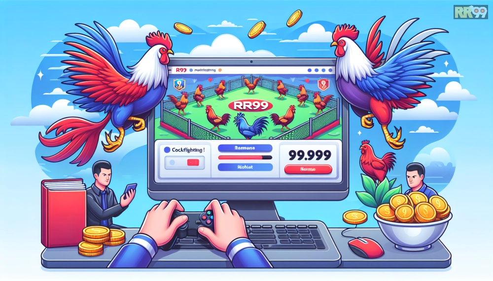Hình minh họa khái niệm đá gà online rr99 với giao diện nền tảng trực tuyến