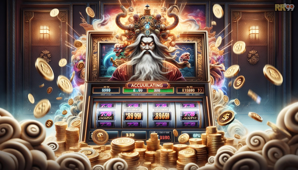 Hình ảnh giao diện Nổ Hũ Thần Tài RR99 với jackpot đang tích lũy