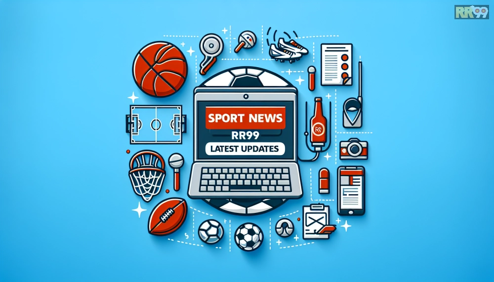 Logo RR99 kết hợp với biểu tượng các môn thể thao phổ biến như bóng đá và bóng rổ