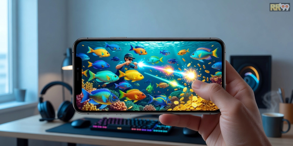 Hình minh họa khái niệm tải game bắn cá online rr99 với giao diện sống động