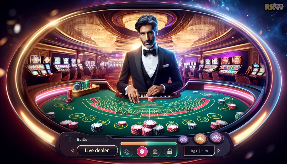 Giao diện chính của RR99 Elite Casino với dealer live
