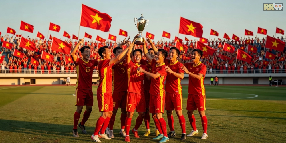 Hình ảnh đội tuyển Việt Nam ăn mừng chức vô địch SEA Games bóng đá nam đầy hứng khởi